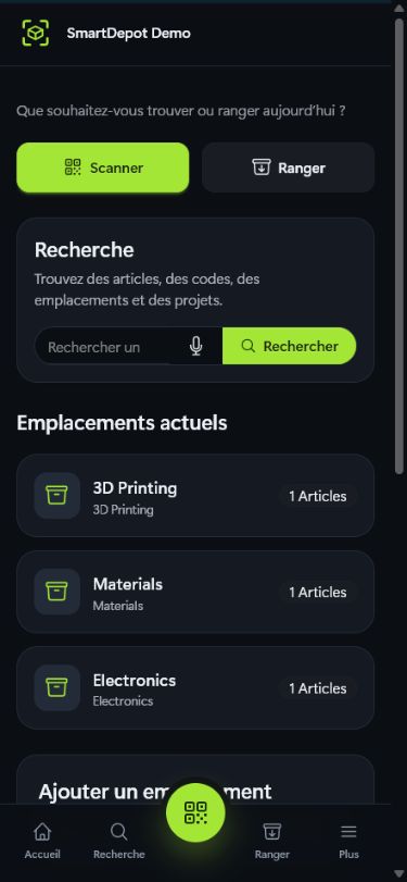 Accueil mobile SmartDepot