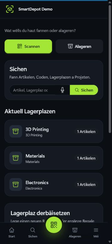 Mobil SmartDepot-Startsäit
