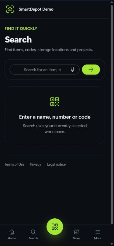 SmartDepot mobile search in English