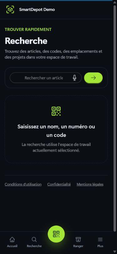 Recherche mobile SmartDepot
