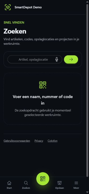 Mobiele zoekfunctie van SmartDepot